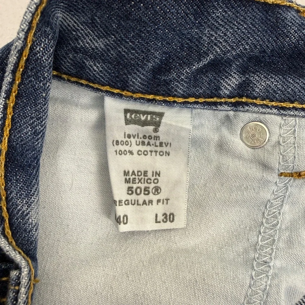 Levis 505 Regular Fit‎ Mens Blue Jeans Straight Leg Medium Wash 40x30 Cotton